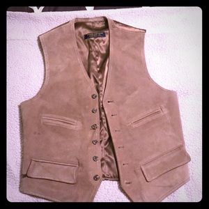 Brooks Brothers vintage tan leather and silk vest